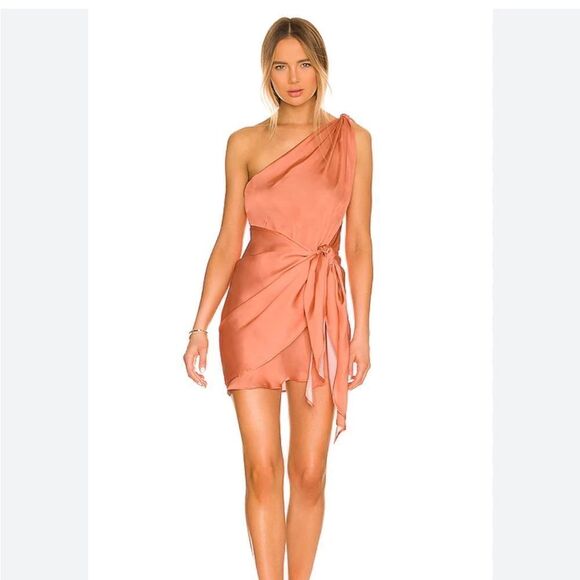 Baobab Marea one shoulder mini dress in Blossom sarong tie Revolve $220 NWT Sz L - Picture 1 of 14